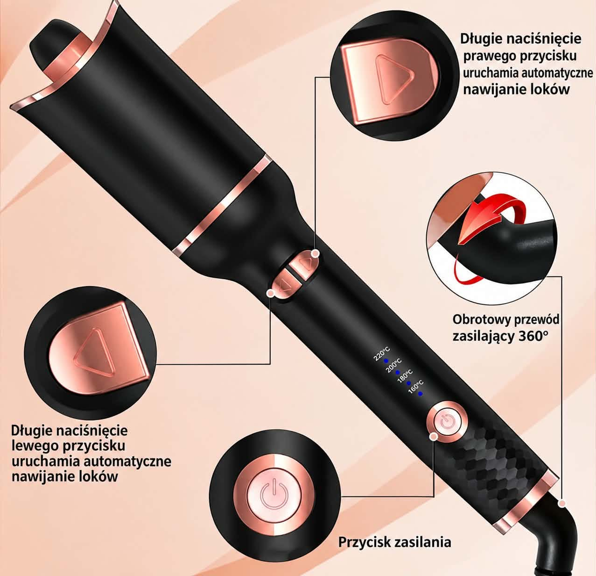 SpinWand™ – Inteligentna Lokówka Automatyczna do Fali i Loków